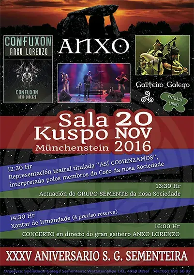 Cartel do concerto de Anxo Lorenzo 2016
