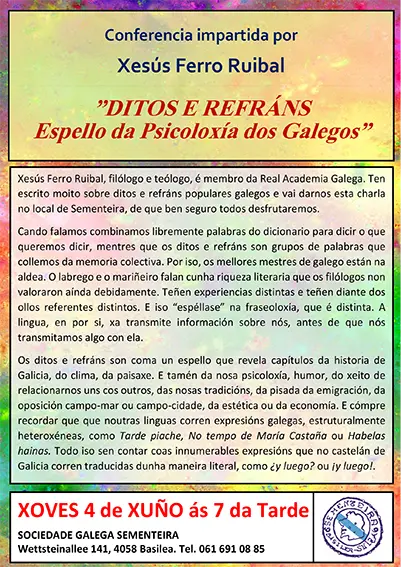 Cartel da conferencia de Xesús Ferro Ruibal 2015