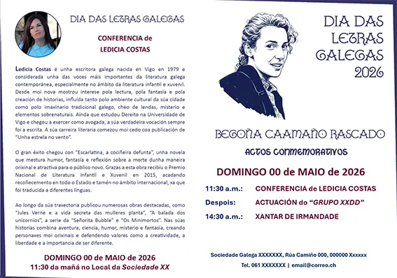 Edición do Díptico Cultural do Día das Letras Galegas